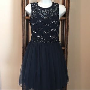 Blue Sequin Dress w/ Tulle Skirt- Speckless Size 5